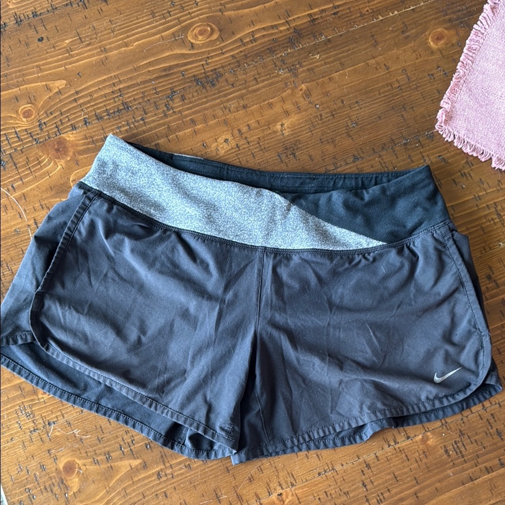 W’s Nike Black and Gray Dri Fit Athletic Shorts w/ Moisture-Wicking Performance